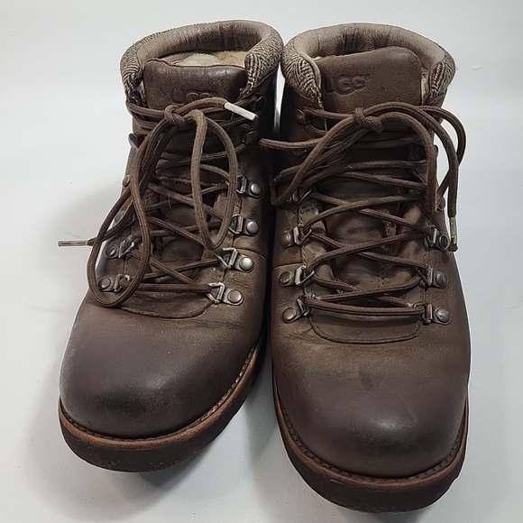 UGG Boysen TL Waterproof Brown Leather Boots Wool Lining 1008126 - Size 9 Men - Picture 2 of 8